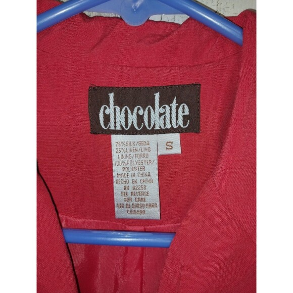 Chocolate Woman's Small Red Dress Silk  Linen Blend - Picture 4 of 6